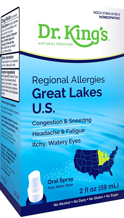 slide 1 of 4, Dr. King's Regional Allergies Great Lakes US, Safe & Natural Oral Spray, 2 oz