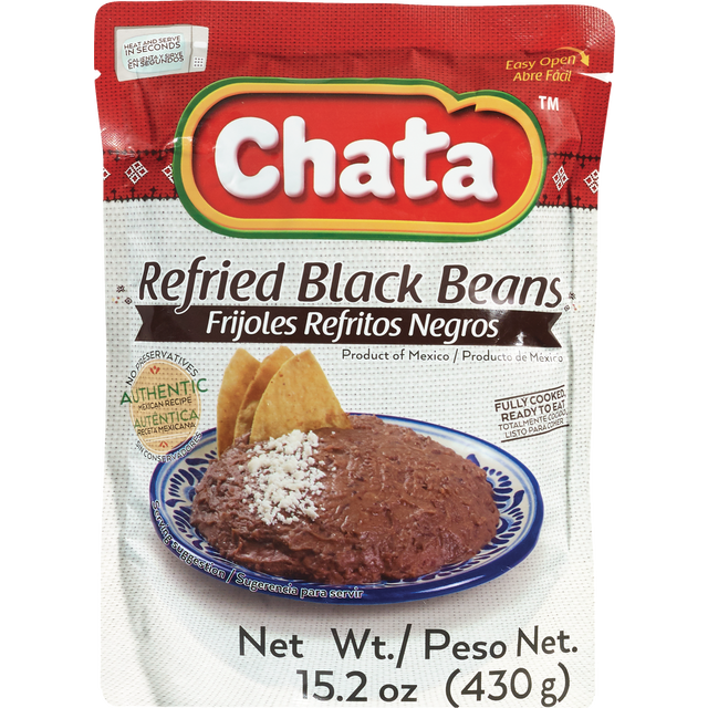 slide 1 of 1, Chata Refried Black Beans, 15.2 oz