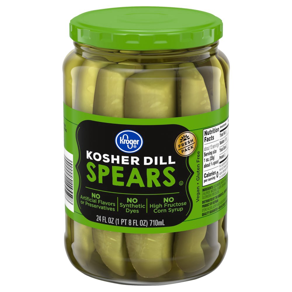 slide 2 of 2, Kroger® Kosher Dill Spear Pickles, 24 fl oz
