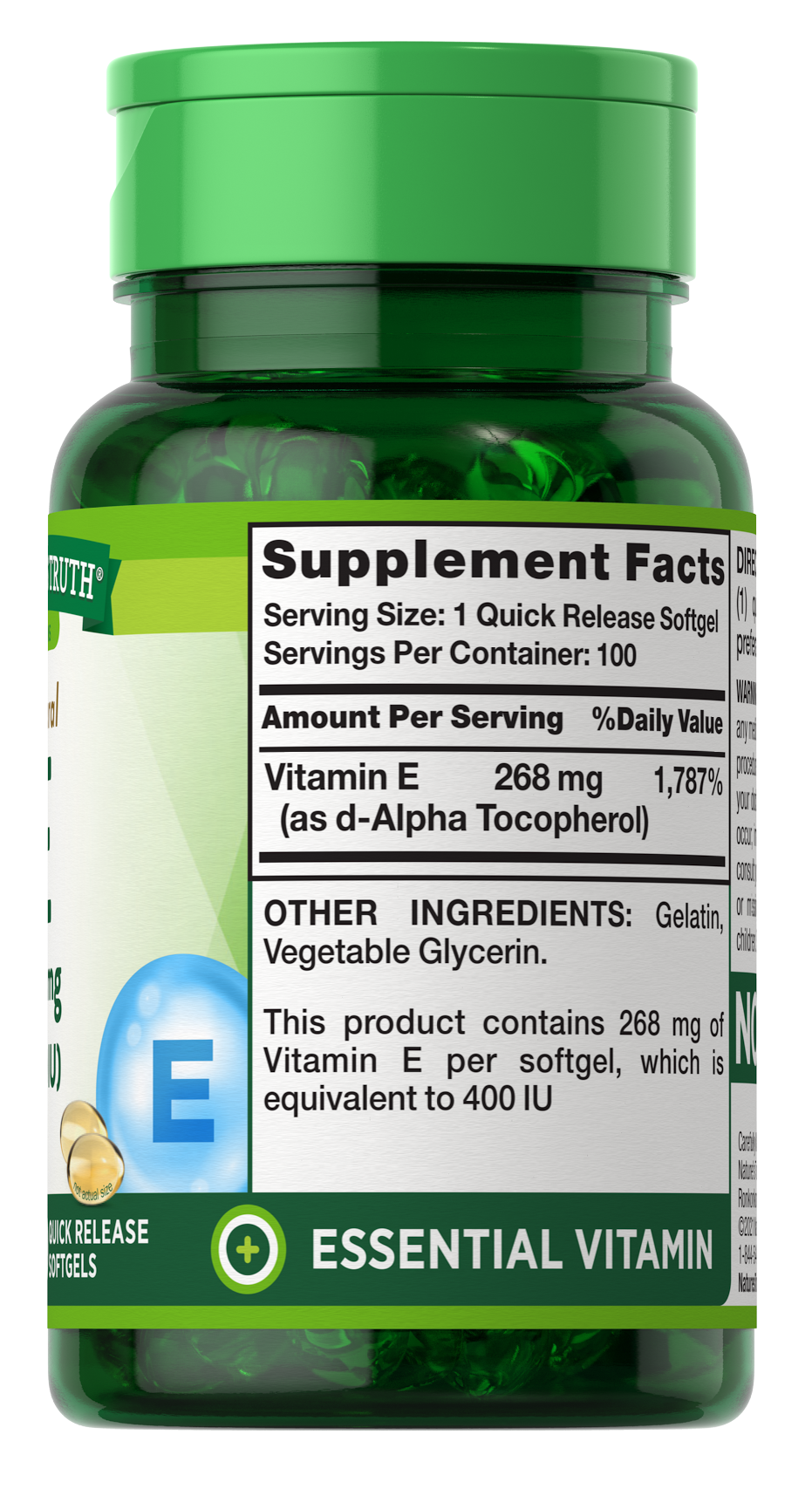 slide 2 of 4, Nature's Truth Vitamin E - 400 IU, 268 mg, 100 ct