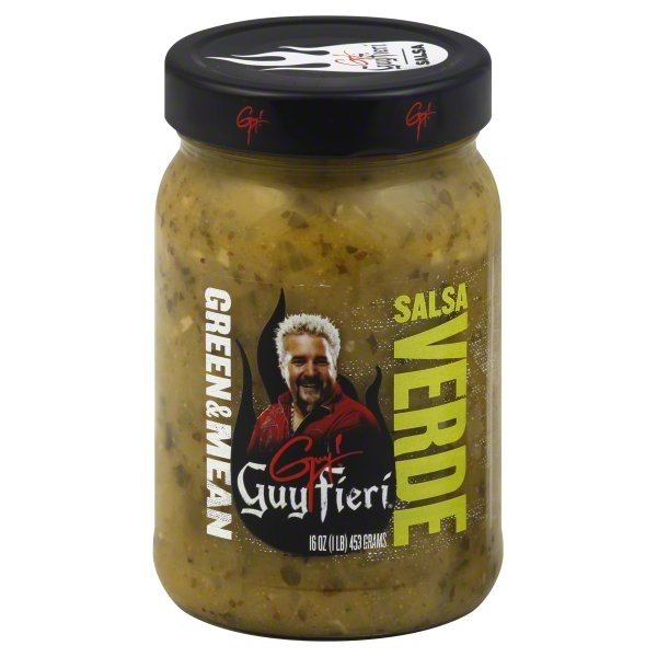 slide 1 of 1, Guy Fieri Salsa, Verde, Green & Mean, Mild, 16 oz