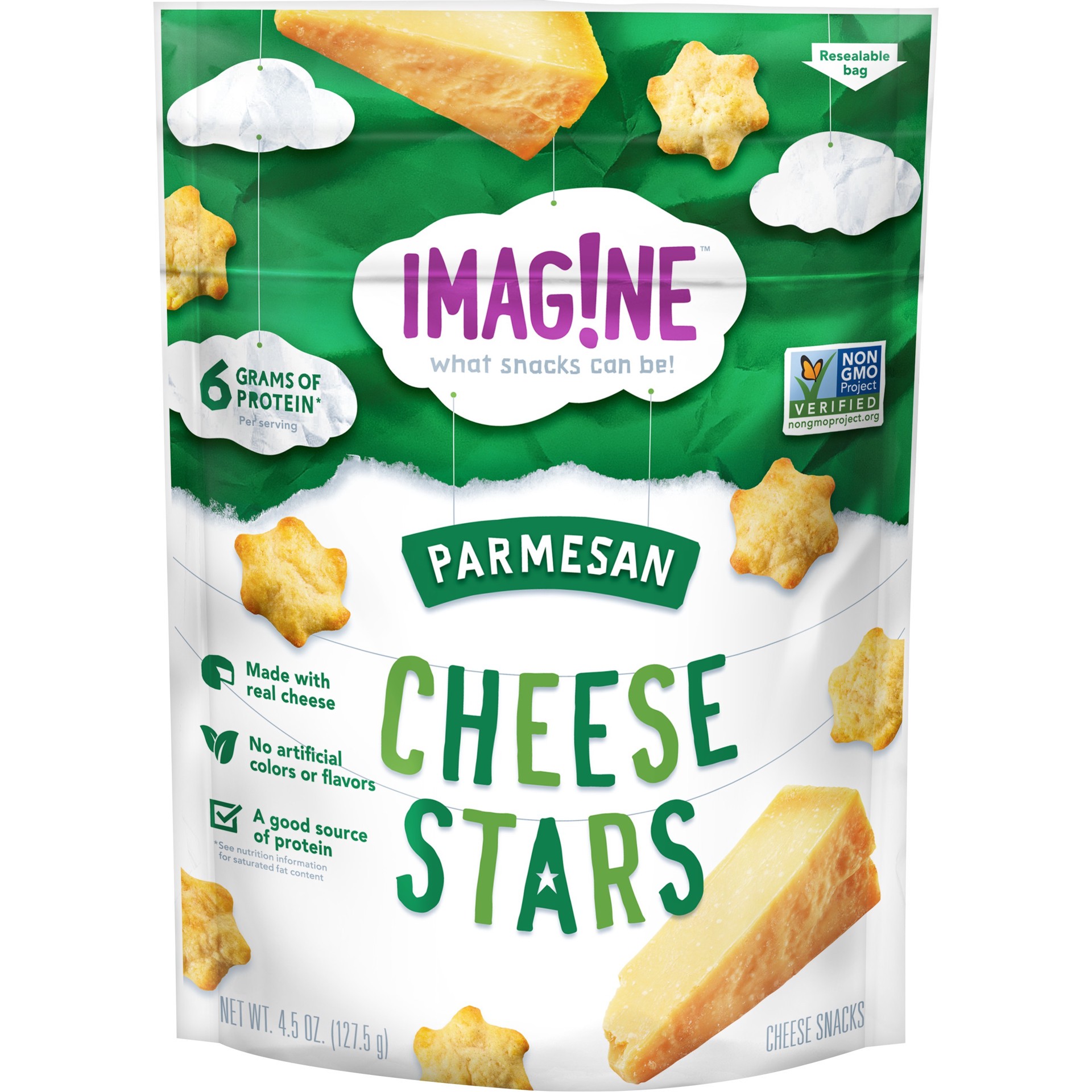 slide 1 of 5, Imag!ne Cheese Stars Cheese Snacks Parmesan 4.5 Oz, 4.5 oz