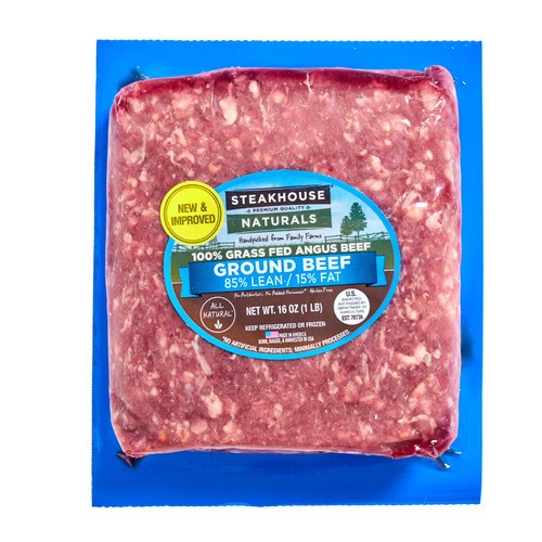 slide 1 of 1, Steakhouse Naturals® grass fed Angus ground beef, 85% lean, 16 oz