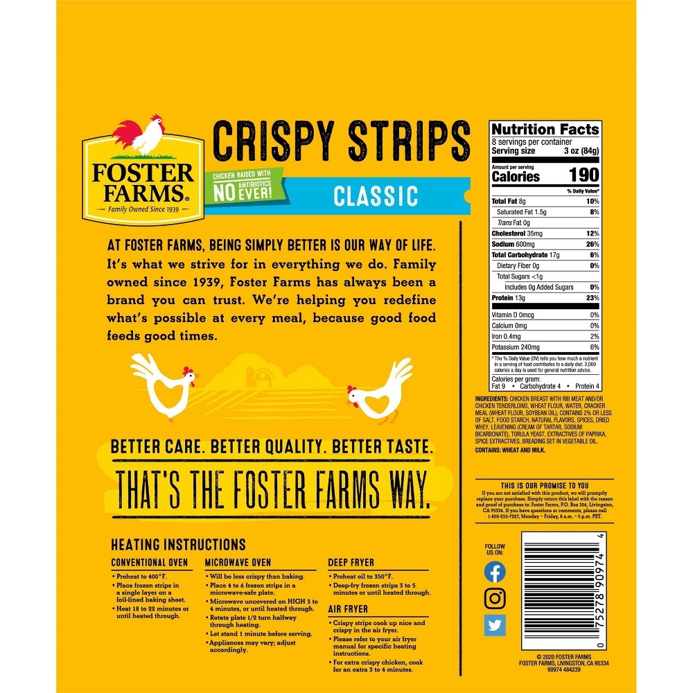 slide 3 of 3, Foster Farms Crispy Chicken Strips, 24 oz