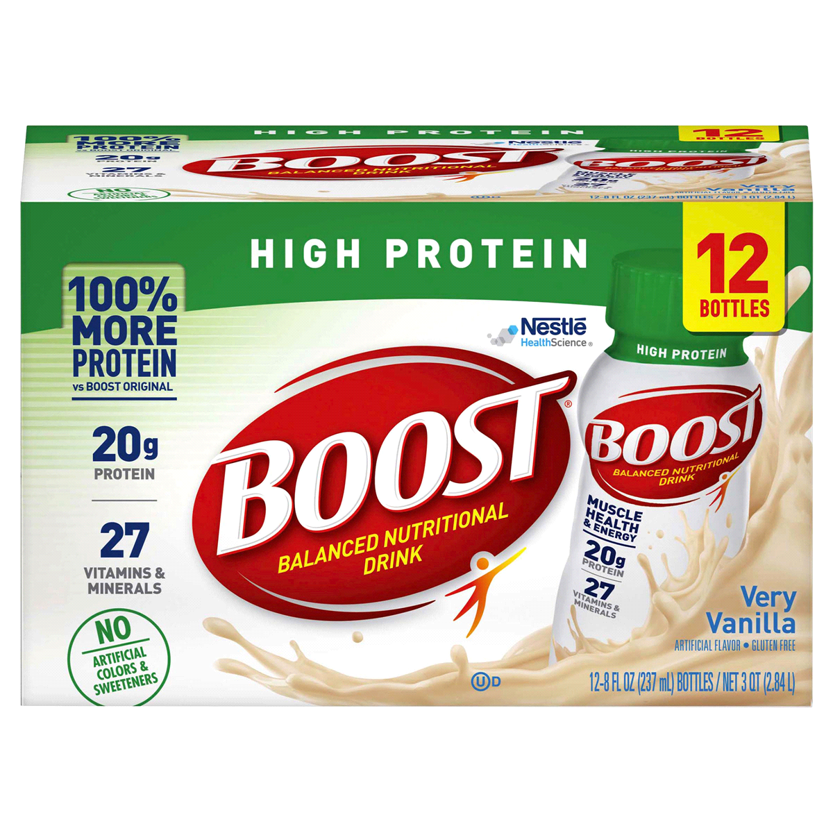slide 1 of 9, Boost High Protein Nutrition Shake Vanilla, 12 ct; 8 fl oz