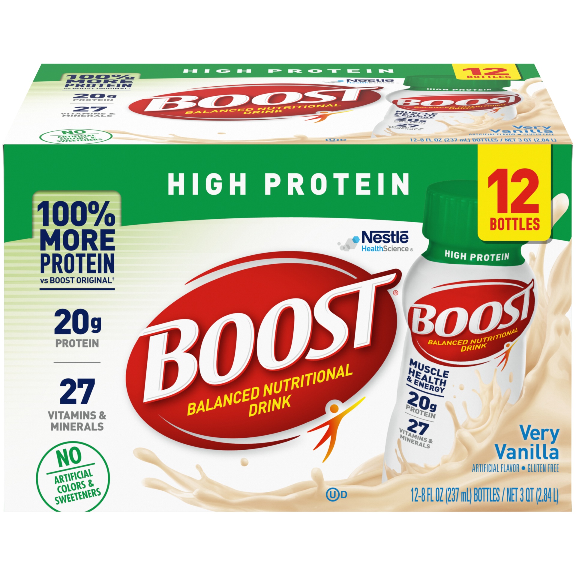 slide 1 of 3, Boost High Protein Ready To Drink Nutritional Drink, Very Vanilla Protein Drink, 12 ct; 8 fl oz