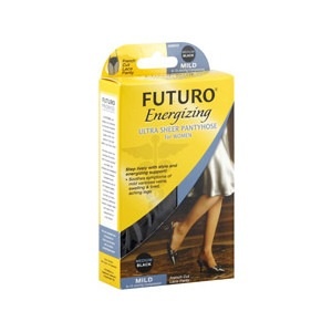 slide 1 of 1, Futuro Beyond Support Ultra Sheer Pantyhose French Cut Mild Medium Black, 1 pair