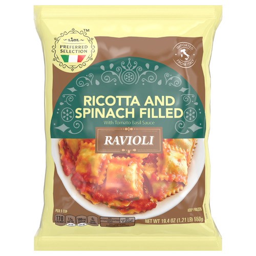 slide 1 of 1, Lidl Preferred Selection frozen ricotta and spinach filled ravioli, 19.4 oz