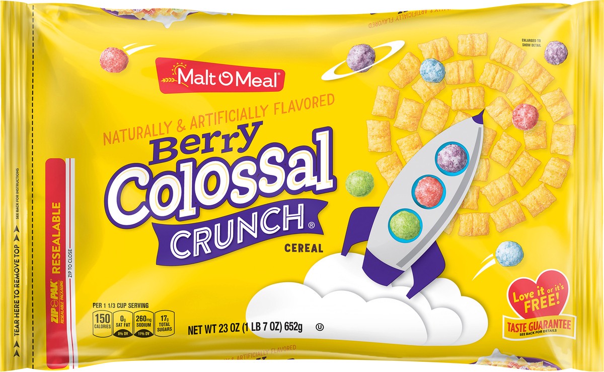 slide 4 of 7, Malt-O-Meal Berry Colossal Crunch Breakfast Cereal, 23 OZ Bag, 23 oz