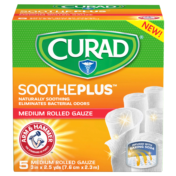 slide 1 of 1, Curad Arm & Hammer 3 Rolled Gauze, 5 ct