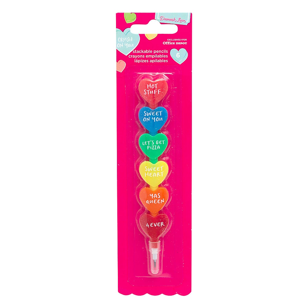 slide 1 of 1, American Crafts Damask Love Valentine's Day Stackable Heart Pencil, Assorted Colors, 1 ct