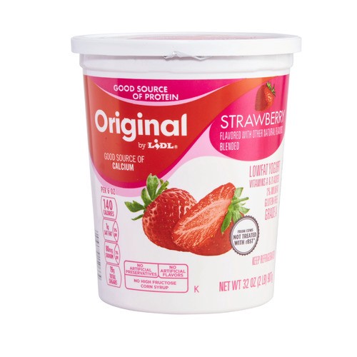 slide 1 of 1, lowfat strawberry yogurt, 32 oz