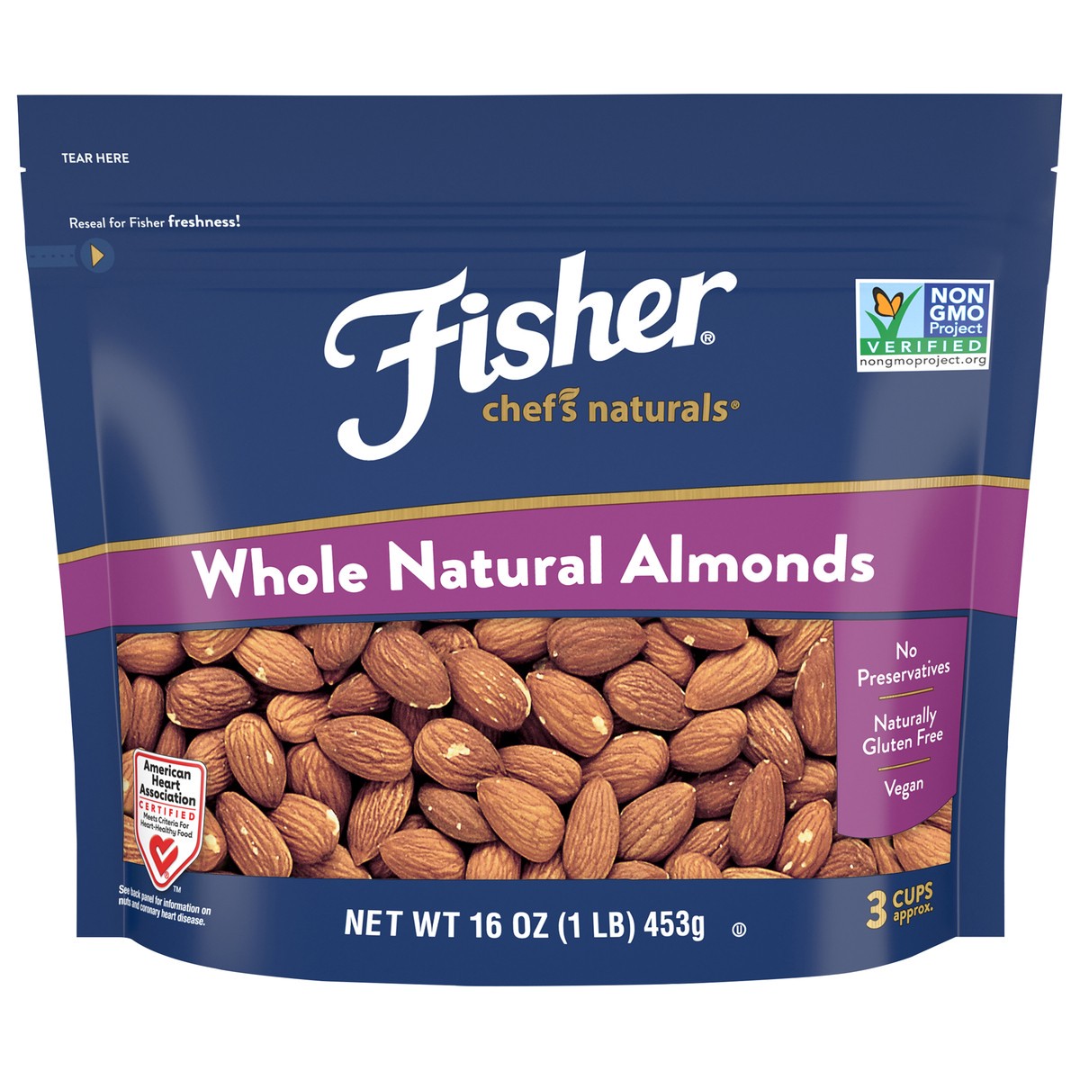 slide 9 of 15, Fisher Whole Natural Baking Almonds, 16 oz