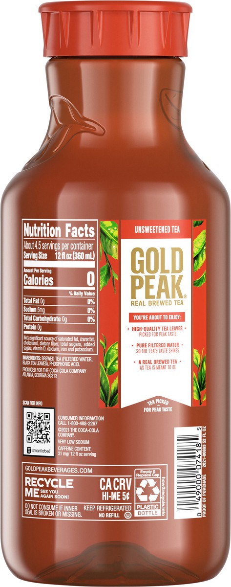 slide 7 of 7, Gold Peak Unsweetened Black Tea Bottle- 52 fl oz, 52 fl oz