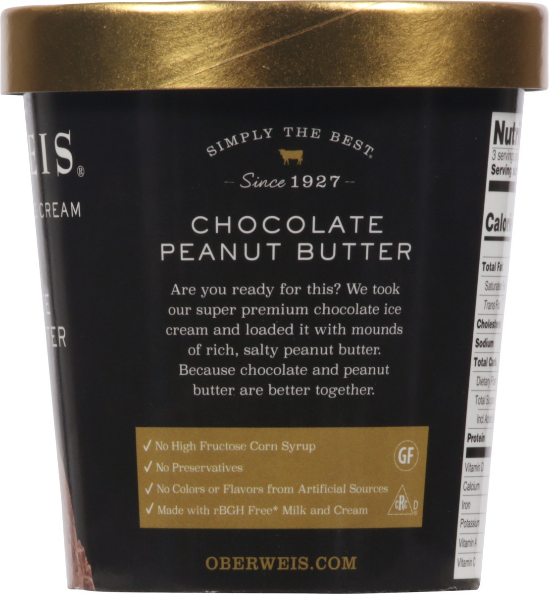 slide 8 of 9, Oberweis Chocolate Peanut Butter Ice Cream, 16 oz