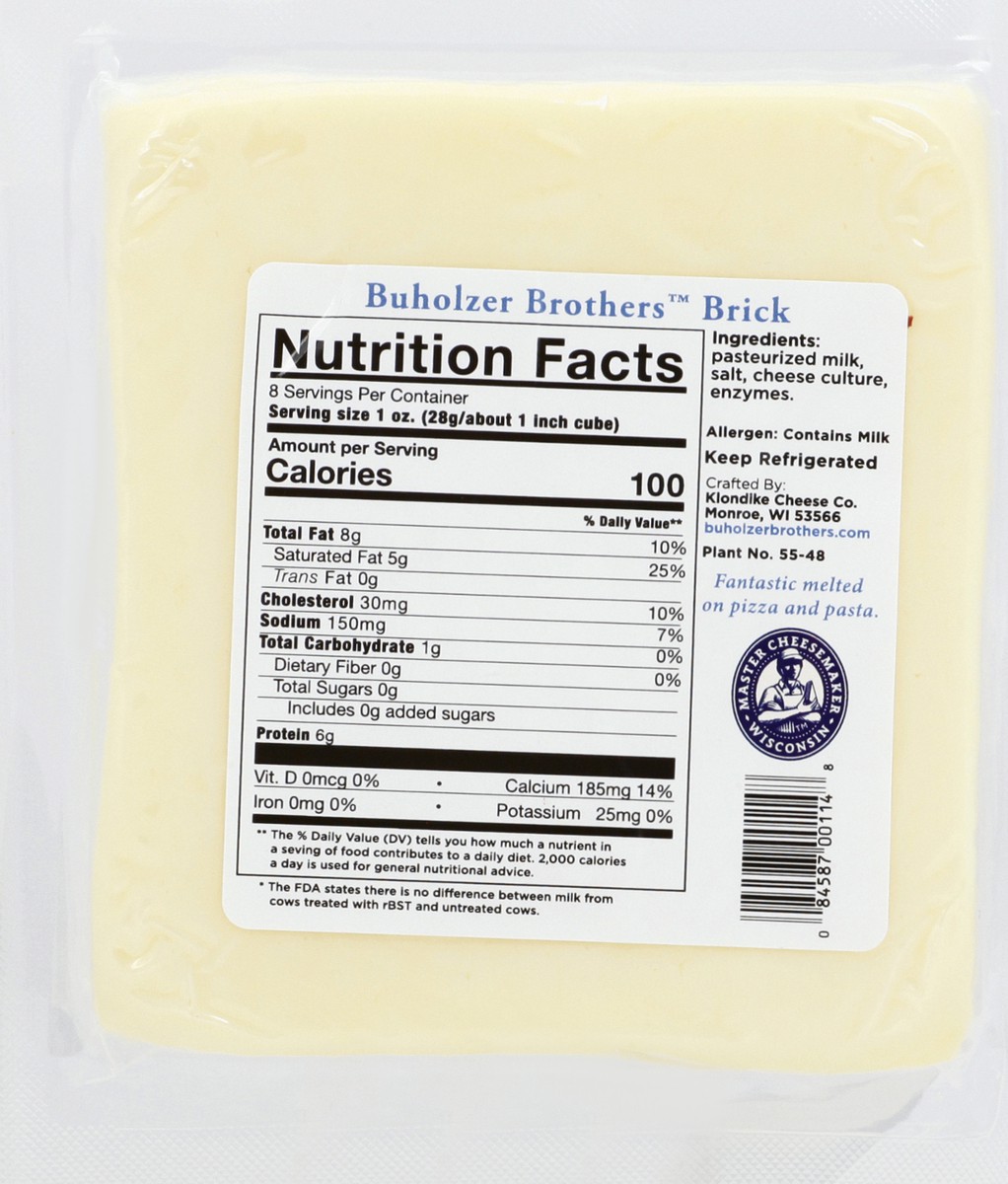 slide 8 of 13, Buholzer Brothers Mellow & Rich Brick Cheese 8 oz, 1 ct