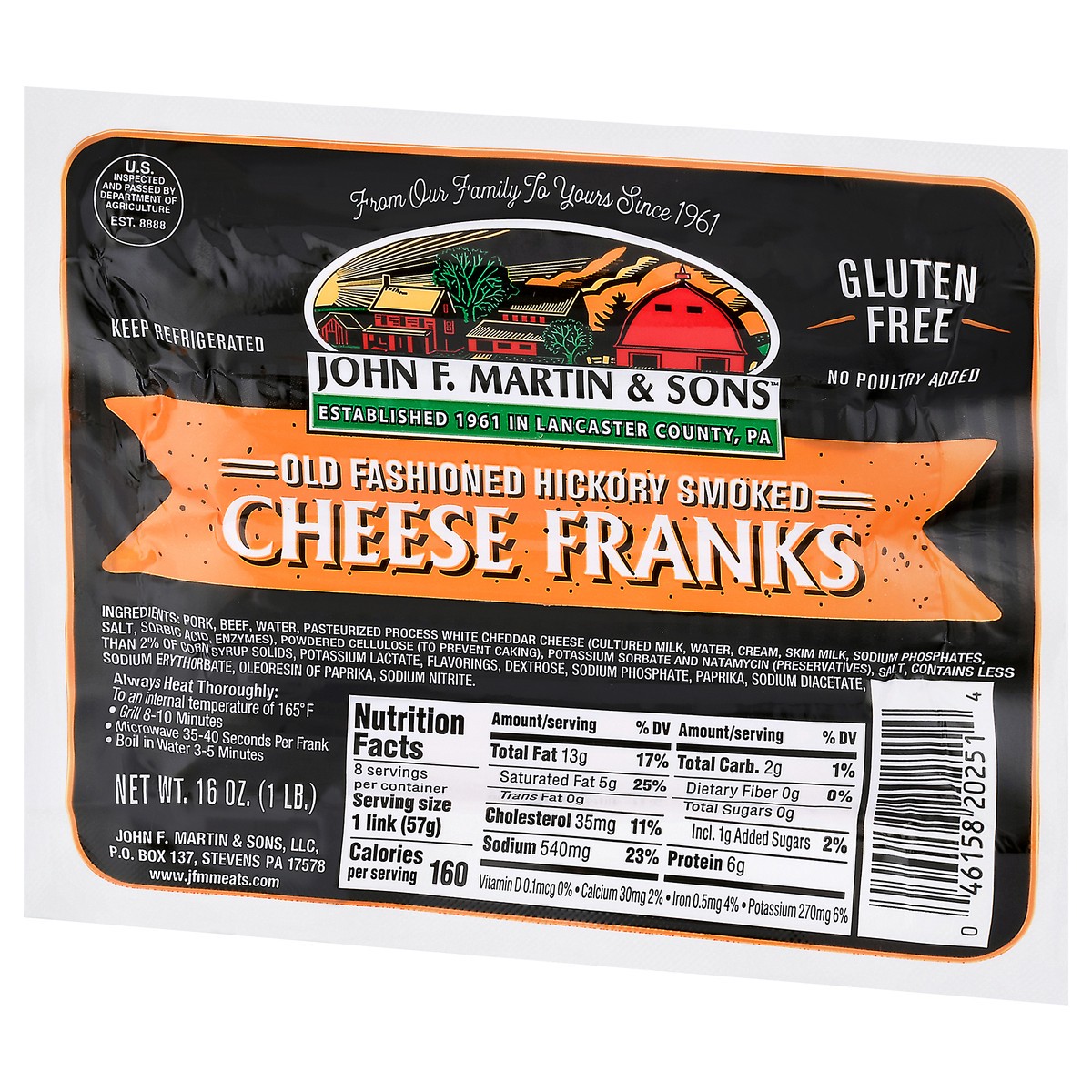 slide 7 of 9, John F. Martin & Sons Gluten Free Old Fashioned Hickory Smoked Cheese Cheese Franks 16 oz, 16 oz