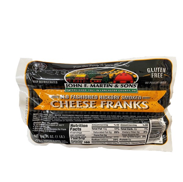 slide 1 of 9, John F. Martin & Sons Gluten Free Old Fashioned Hickory Smoked Cheese Cheese Franks 16 oz, 16 oz