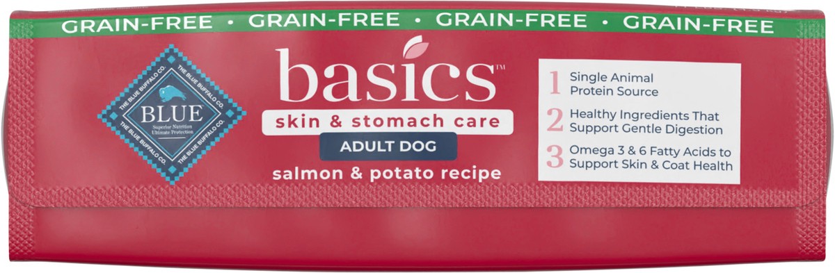 slide 4 of 9, Blue Buffalo Basics Limited Adult Dog Food, Salmon/Potato, 11 lb