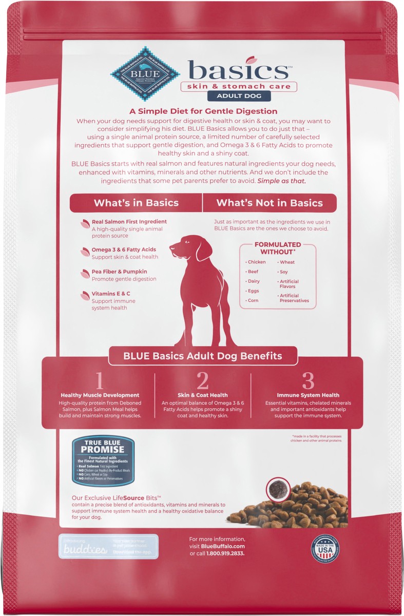 slide 5 of 9, Blue Buffalo Basics Limited Adult Dog Food, Salmon/Potato, 11 lb