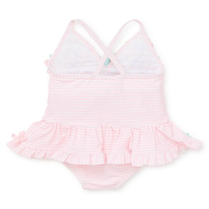 slide 2 of 2, Little Me Swimsuit3-6MPink Stripe 3D Multi, 1 ct