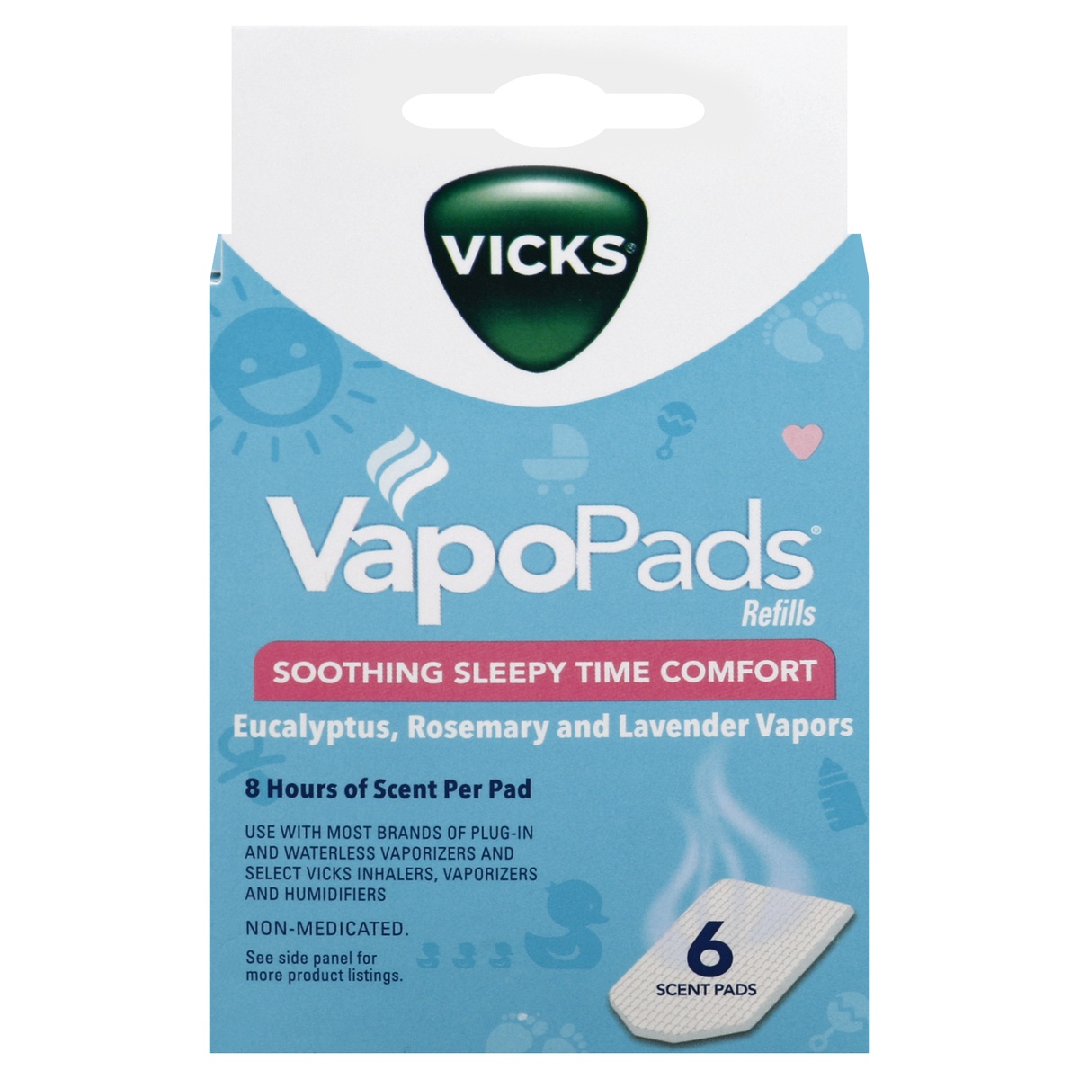 slide 1 of 1, Vicks Vapopads Rosemary Lavender Scent Refill Pads, 6 ct