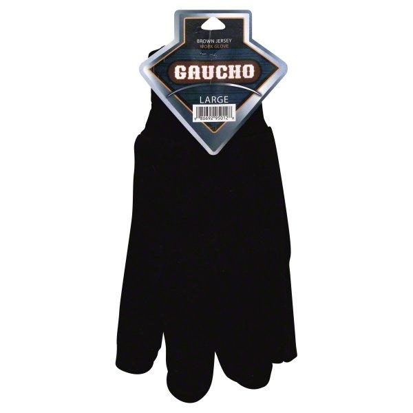 slide 1 of 1, Gaucho Brown Jersey Work Gloves, 1 pair