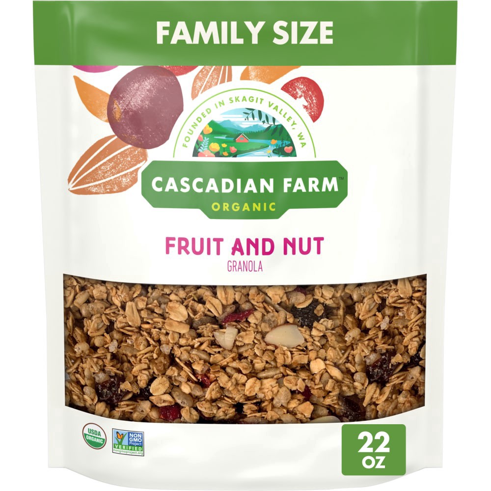 slide 2 of 2, Cascadian Farm Organic Granola, Fruit and Nut Cereal, Resealable Pouch, Family Size, 22 oz, 22 oz