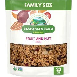 Cascadian Farm Organic Granola, Fruit and Nut Cereal, Resealable Pouch, Family Size, 22 oz