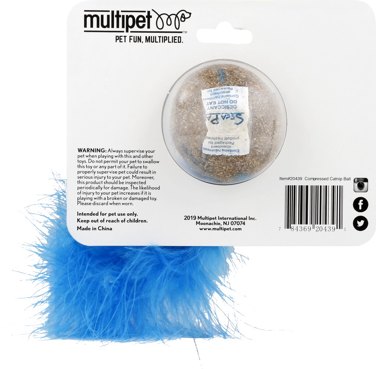 slide 6 of 6, MultiPet Compressed Catnip Ball (colors may vary), 1 ct