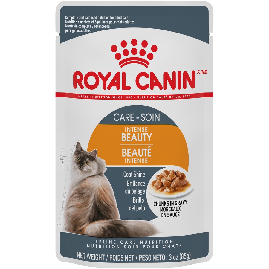 slide 1 of 1, Royal Canin Intense Beauty Chunks in Gravy, 3 oz
