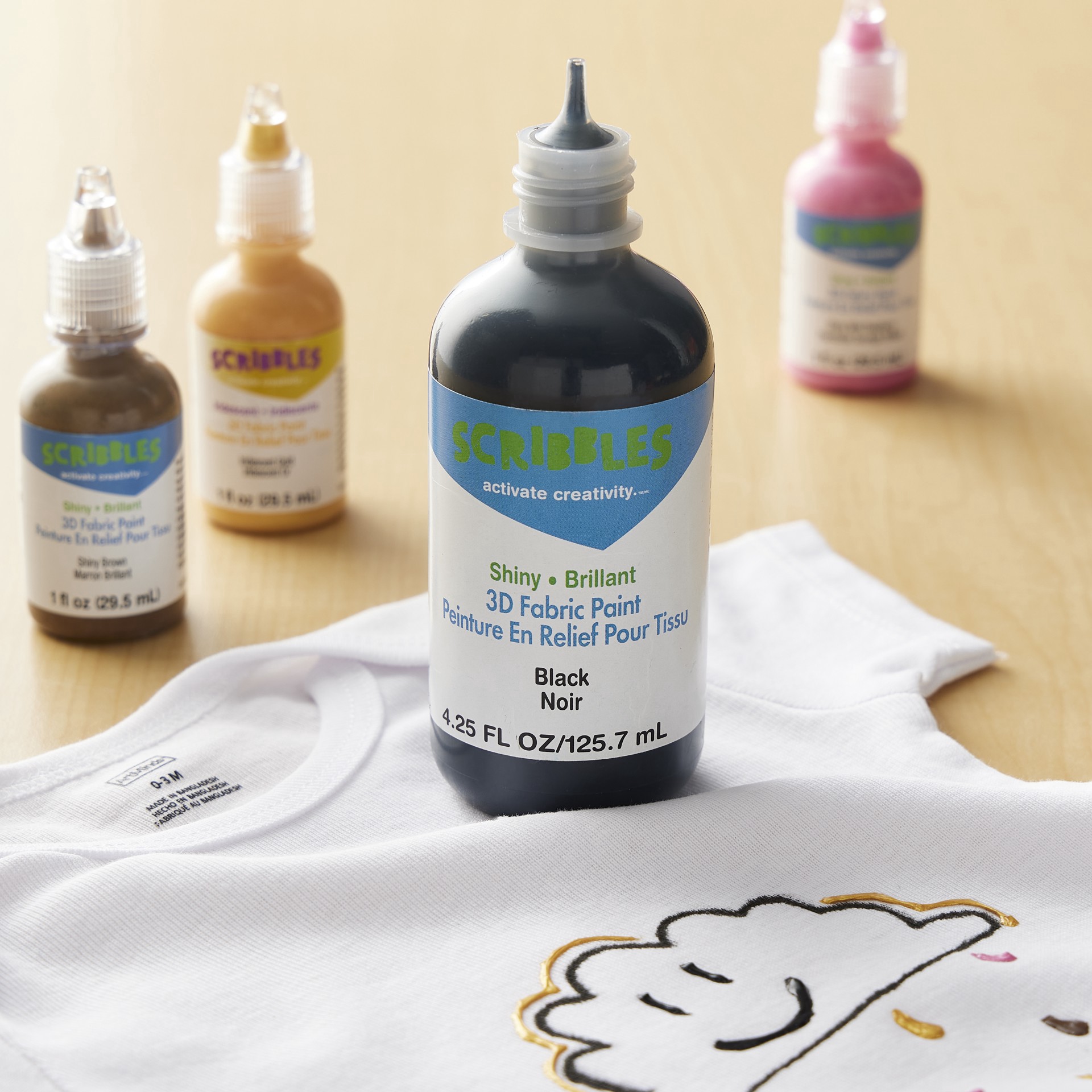 slide 3 of 4, Scribbles Shiny Black 3d Fabric Paint, 4.25 fl oz