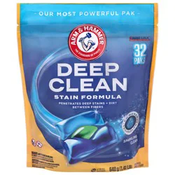 Arm & Hammer Deep Clean Stain Formula Laundry Detergent Paks, Sparkling Clean Scent, 32 Count