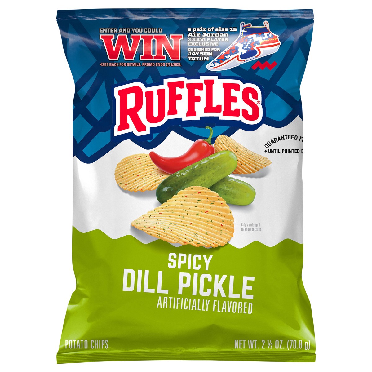 slide 2 of 7, Ruffles Potato Chips Spicy Dill Pickle 2 1/2 Oz, 2.5 oz