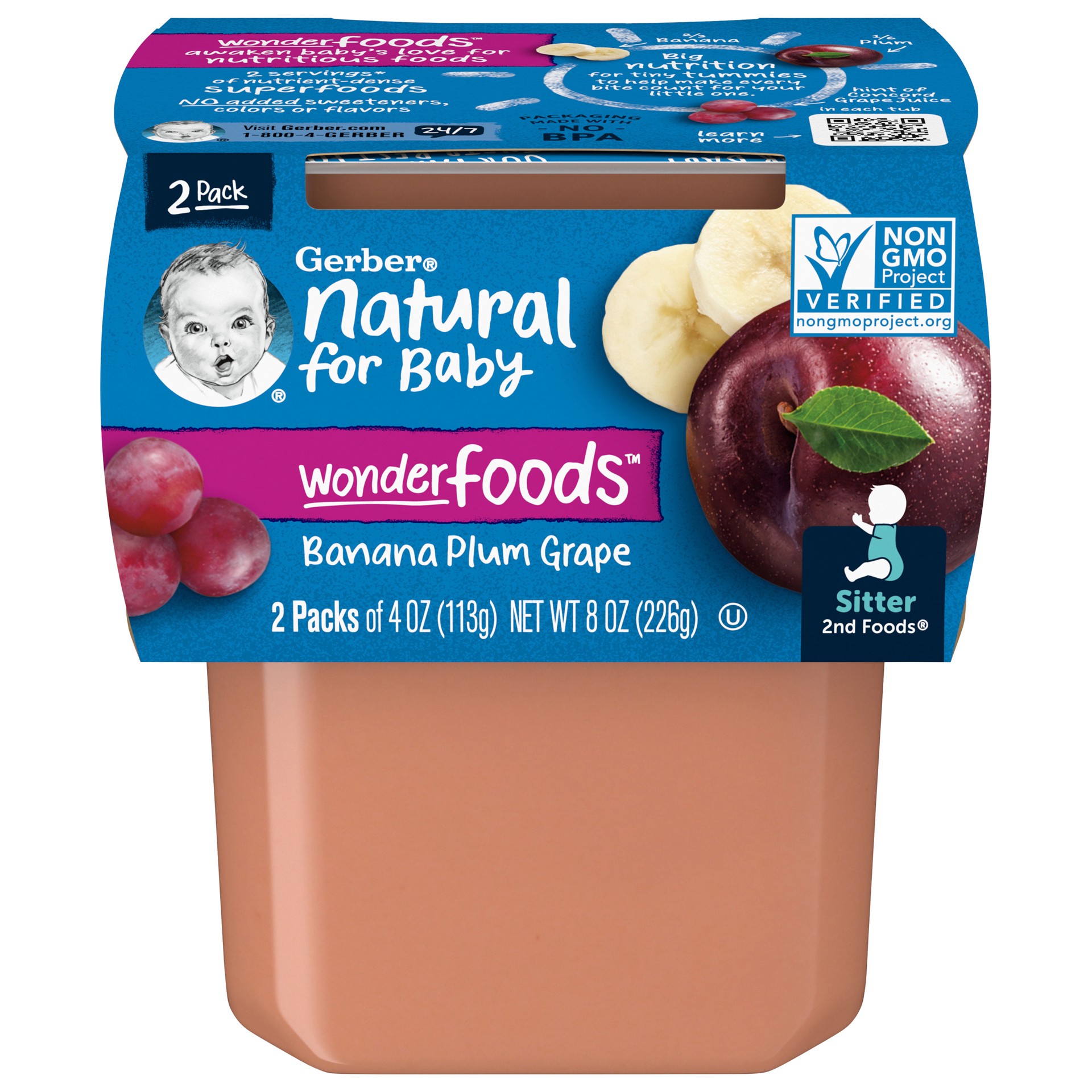 Gerber 2nd Foods Banana Plum Grape Baby Food 2 ct; 4 oz Shipt