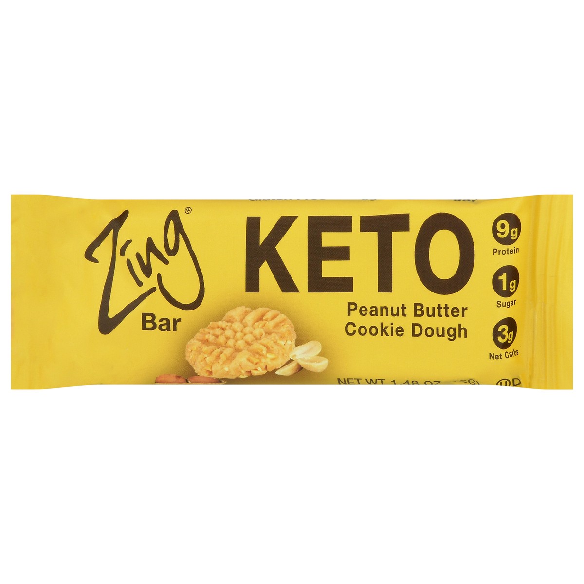 slide 1 of 12, Zing Keto Peanut Butter Cookie Dough Bar 1.48 oz,