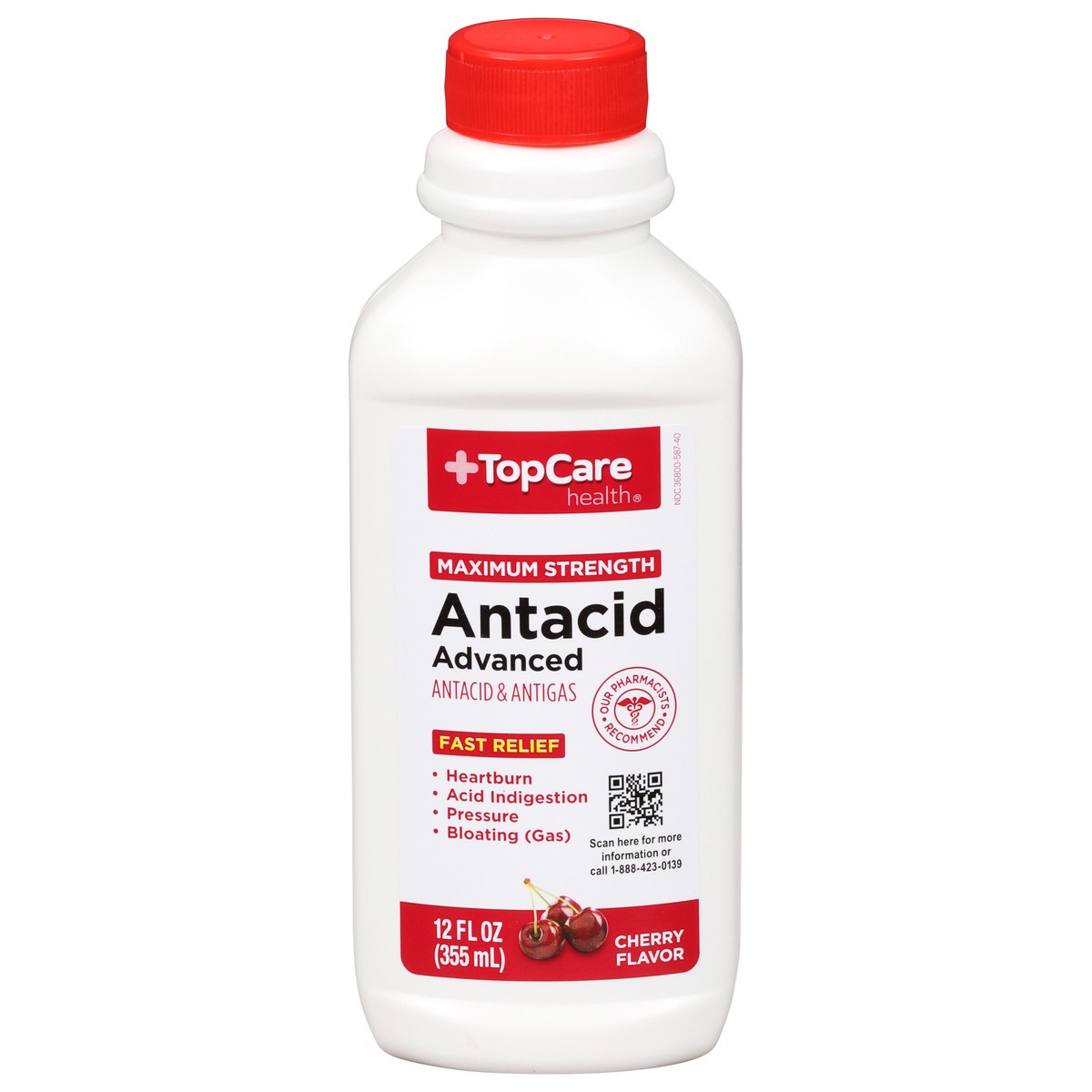 slide 1 of 10, TopCare Health Maximum Strength Advanced Cherry Flavor Antacid 12 fl oz, 12 fl oz