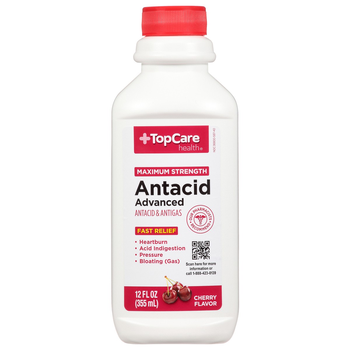 slide 4 of 10, TopCare Health Maximum Strength Advanced Cherry Flavor Antacid 12 fl oz, 12 fl oz