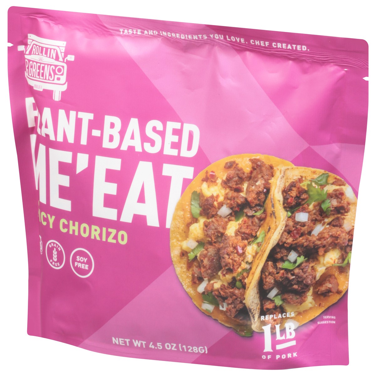slide 3 of 9, RollinGreens Plant-Based Spicy Chorizo Me'Eat 4.5 oz, 4.5 oz