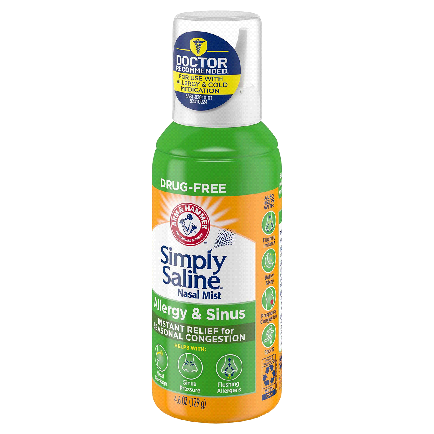 slide 2 of 2, ARM & HAMMER Simply Saline Allergy & Sinus Relief Nasal Mist 4.6 oz, 4.6 oz