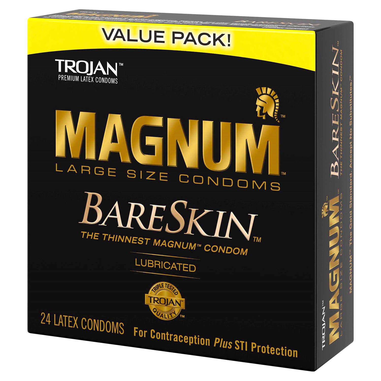 slide 4 of 4, Trojan Magnum Bareskin Large Condoms, Value Pack of Lubricated Condoms, 24 Count, 24 ct