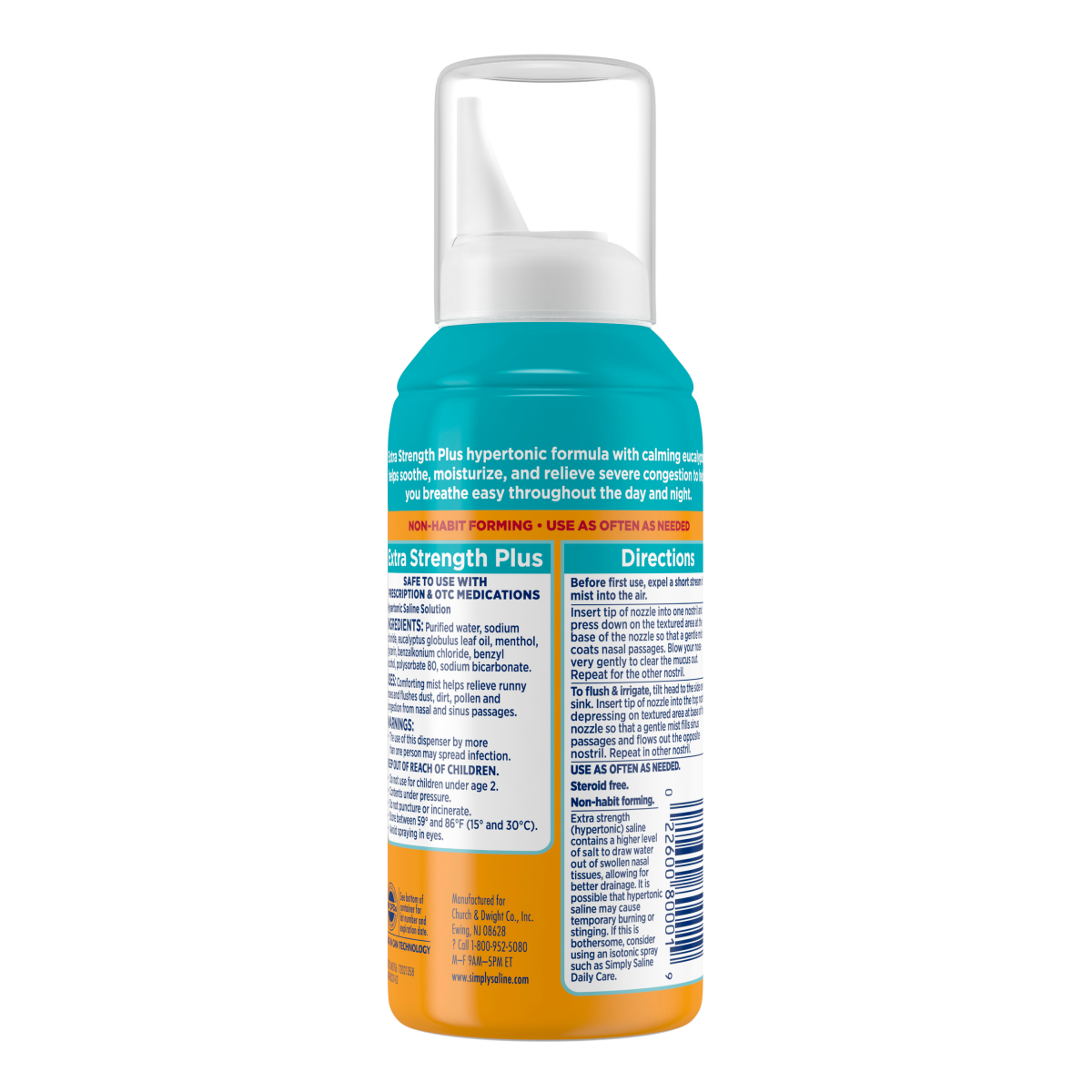 slide 2 of 2, ARM & HAMMER Simply Saline Extra Strength Plus Nasal Mist 4.6 oz, 4.6 oz