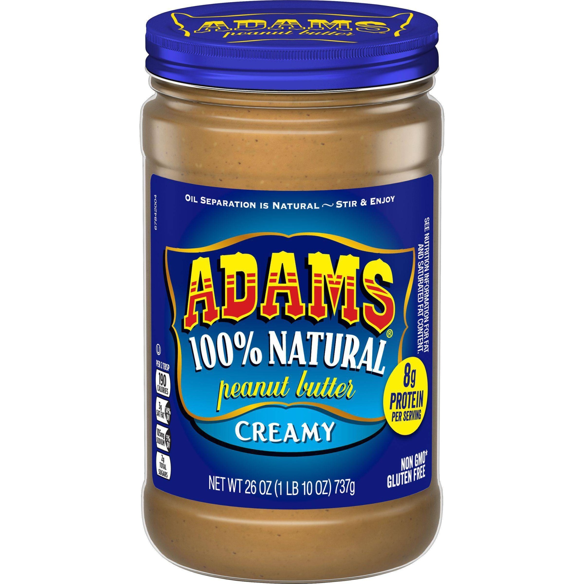 slide 1 of 3, Adams Peanut Butter 100% Natural Creamy Peanut Butter - 26oz, 26 oz