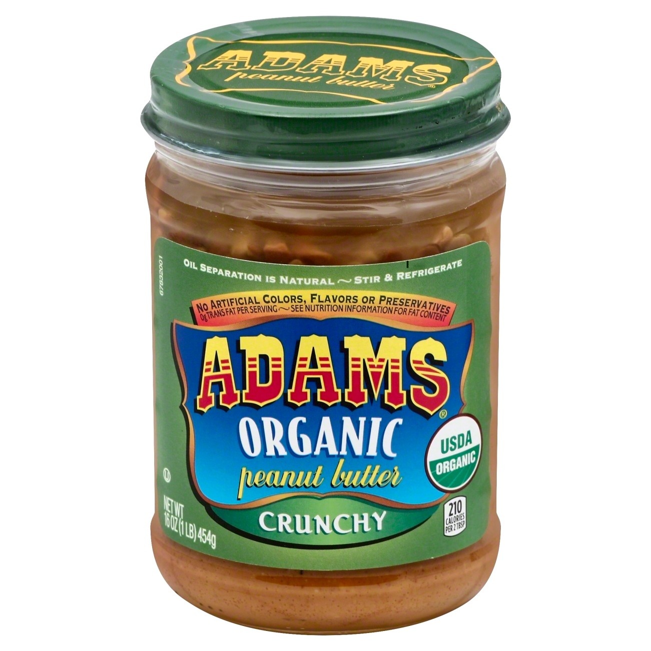 slide 1 of 3, Adams Peanut Butter Adam's Organic Crunchy Peanut Butter, 16 oz