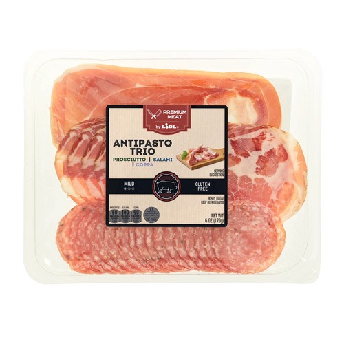 slide 1 of 1, Lidl Preferred Selection antipasto trio, 6 oz