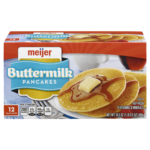 slide 1 of 2, Meijer Buttermilk Frozen Pancakes, 12 ct, 16.5 oz
