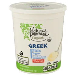 Nature's Promise Organic Whole Milk Plain Greek Yogurt