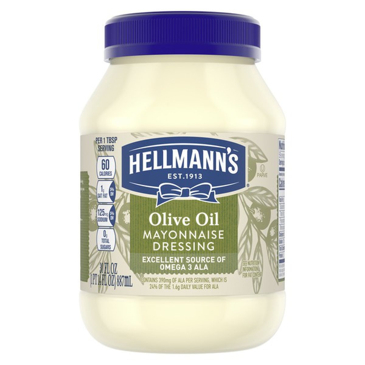 slide 1 of 1, Hellmann's Mayonnaise Dressing With Olive Oil Mayo, 30 fl oz