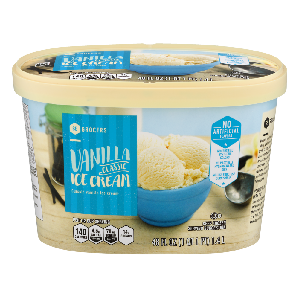 slide 1 of 1, SE Grocers Classic Ice Cream Vanilla, 48 oz