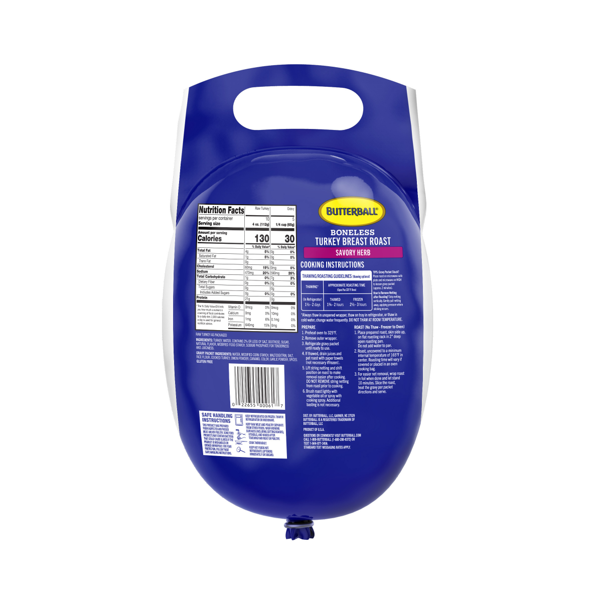 slide 2 of 2, Butterball Turkey Breast Roast, Savory Herb, Boneless with Gravy Pack, Frozen, 48 oz